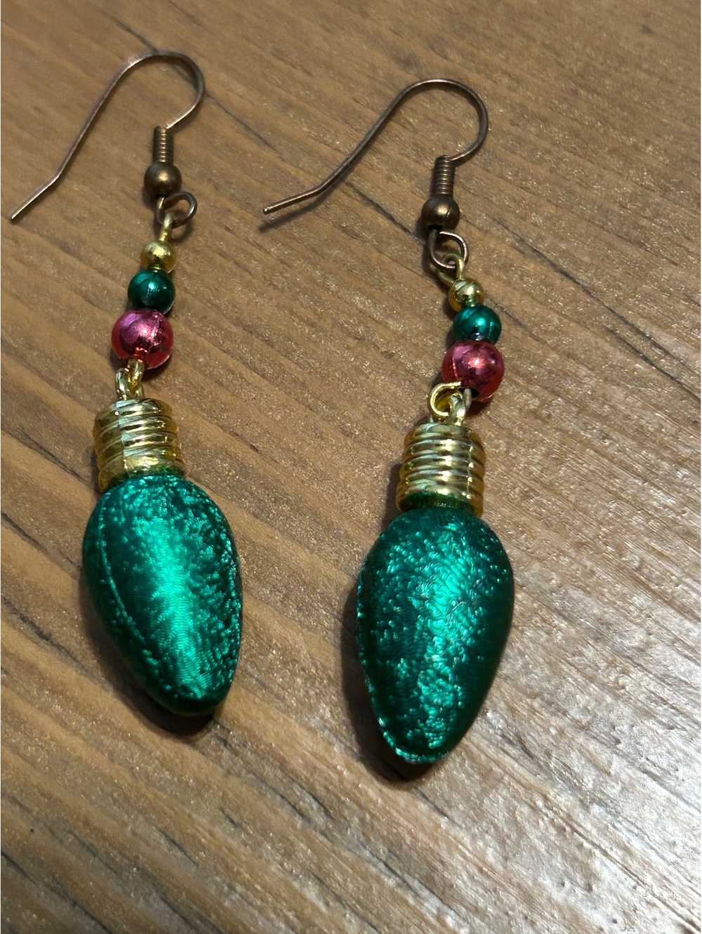 Handcrafted Green and Pink Beaded Dangle Earrings